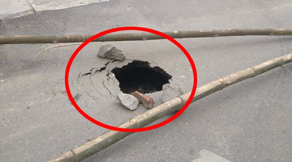 विराटनगरको पिच सडकमा ‘मान्छे छिर्ने भ्वाङ’