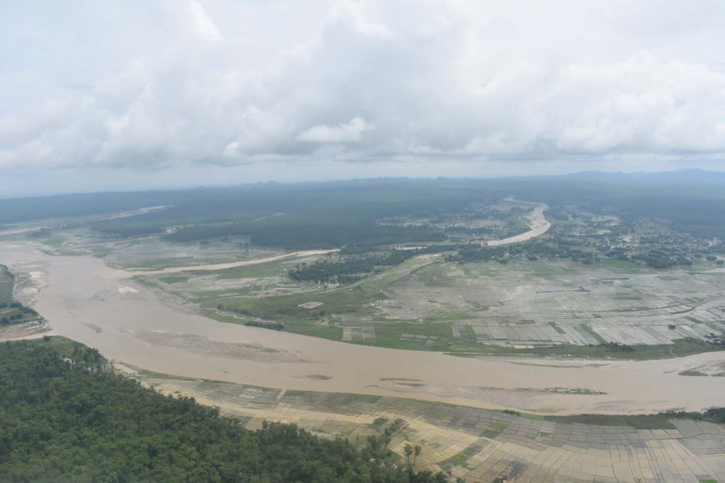 आकाशबाट देखिएको सप्तकोशी (फोटो)