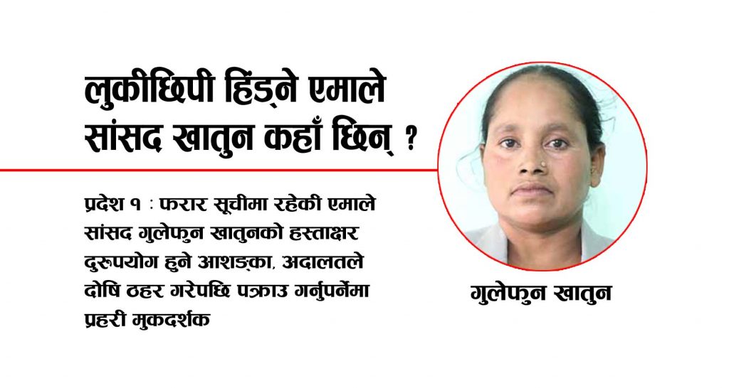 प्रदेश १ : फरार एमाले सांसद गुलेफुन खातुनको हस्ताक्षर दुरुपयोग हुने आशङ्का