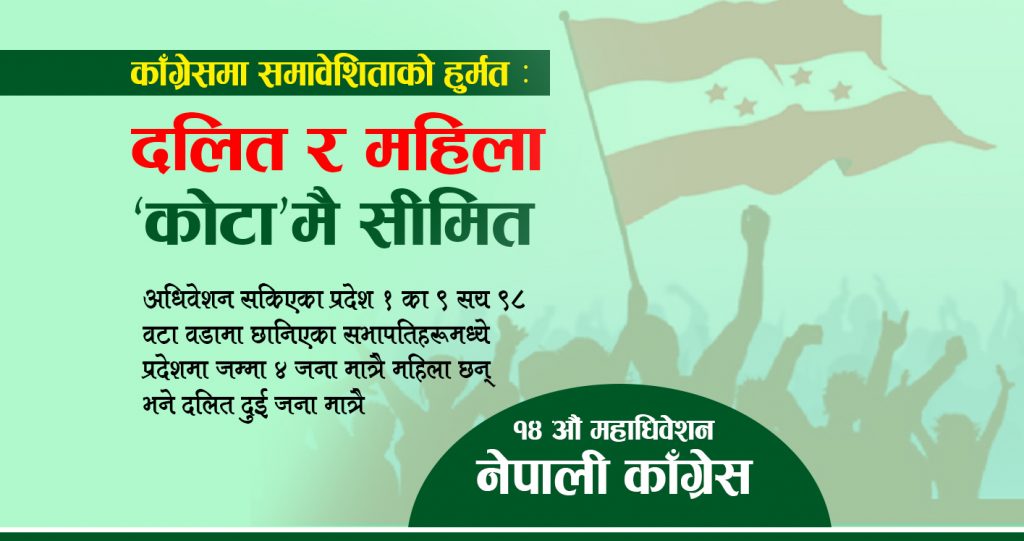 काँग्रेसमा समावेशिताको हुर्मत : दलित र महिला ‘कोटा’मै सीमित