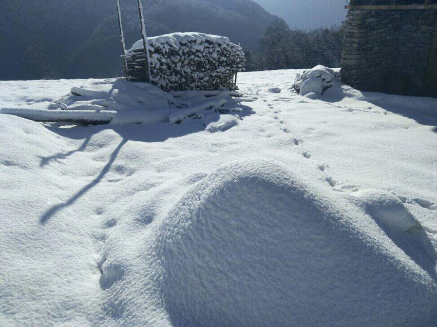 अत्याधिक हिमपातले भोटखोला जाने सडक अवरुद्ध, हेलिकप्टर मार्फत खाद्यान्न ढुवानी गर्न माग