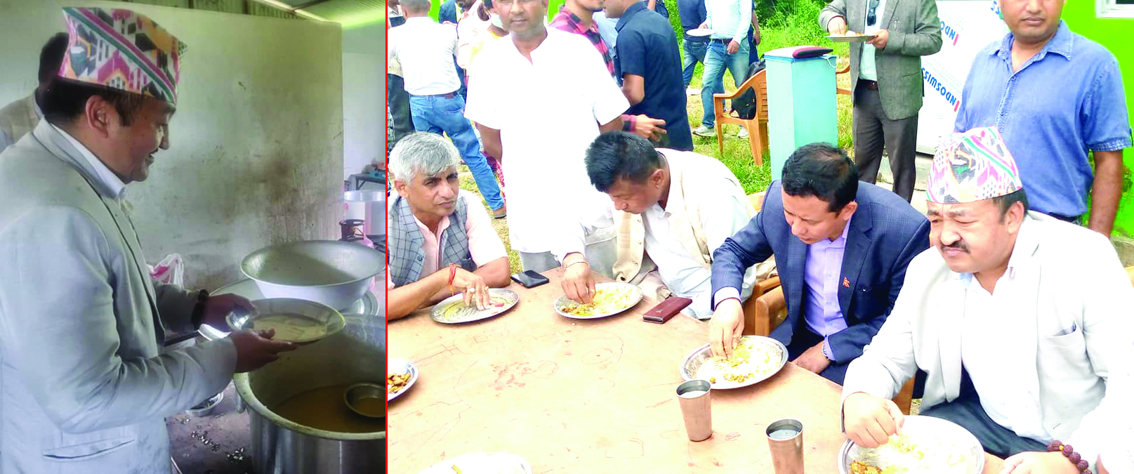 बाढीपीडितको मेसमा मुख्यमन्त्री र मन्त्रीको खाना