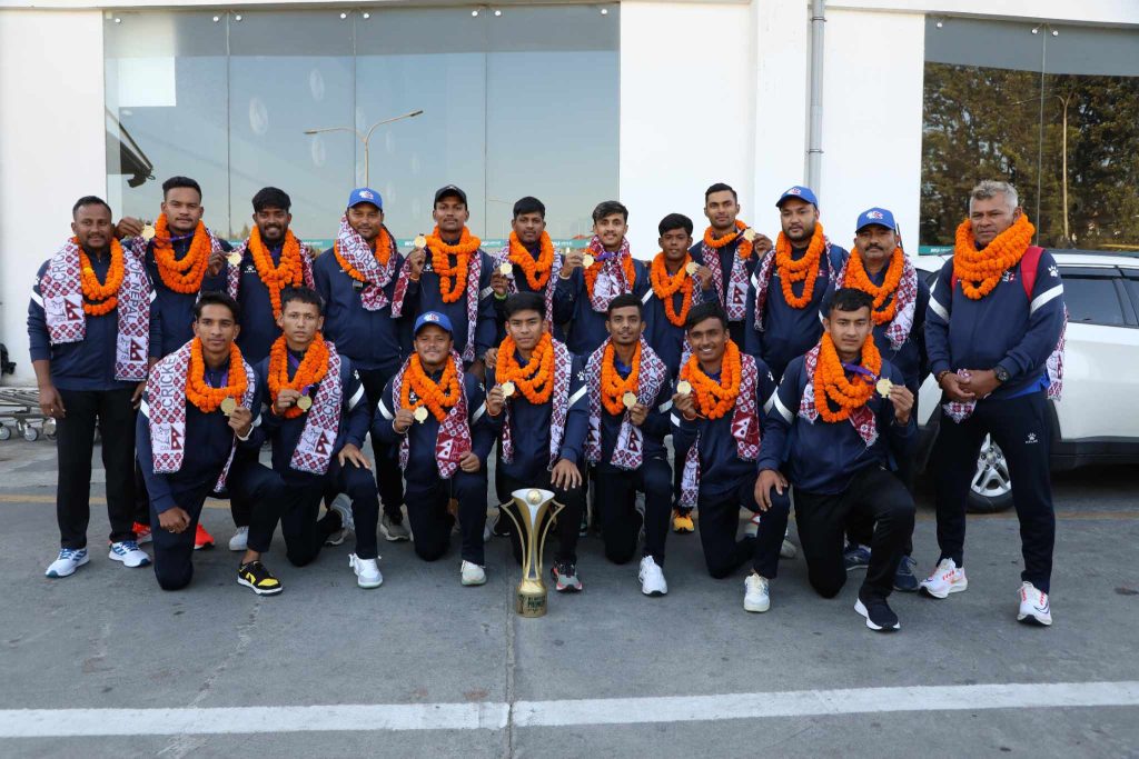 एसीसी यू–१९ प्रिमियर कपको उपाधिसहित नेपाली युवा टिम स्वदेश फिर्ता