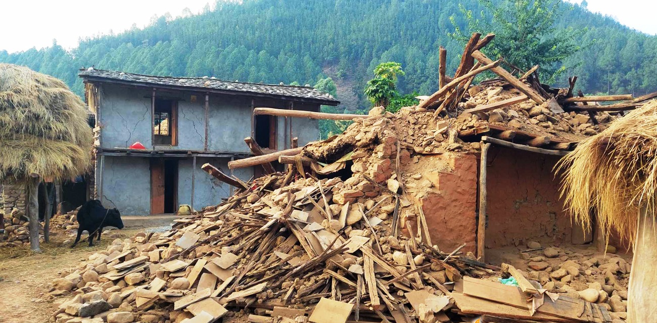 सोमवारको आएको अर्को भूकम्पले जाजरकोटमा करिब आधा दर्जन घर भत्किए