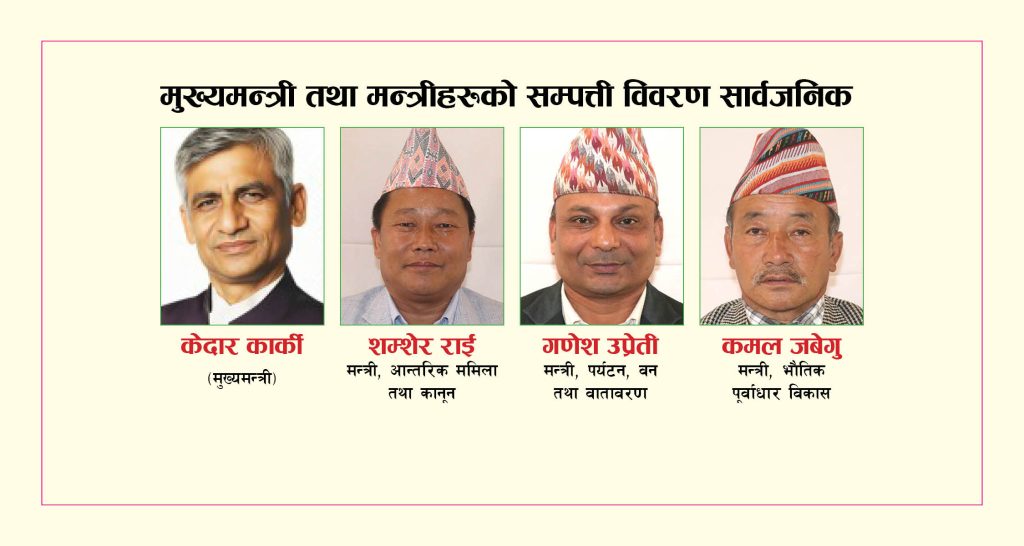 मुख्यमन्त्री तथा मन्त्रीहरूको सम्पत्ती विवरण सार्वजनिक, मुख्यमन्त्रीसँगै करोडौं पर्ने जग्गा