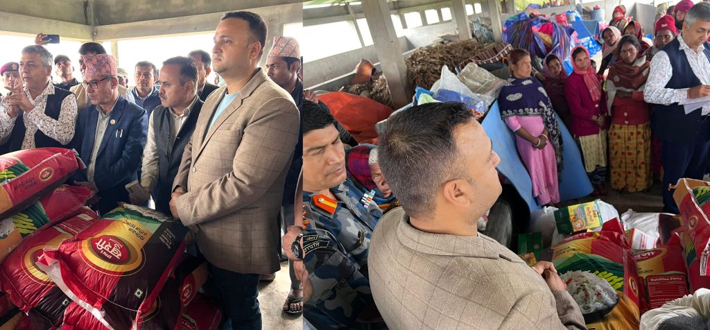 रंगेलीका आगलागी पीडितलाई राहत वितरण