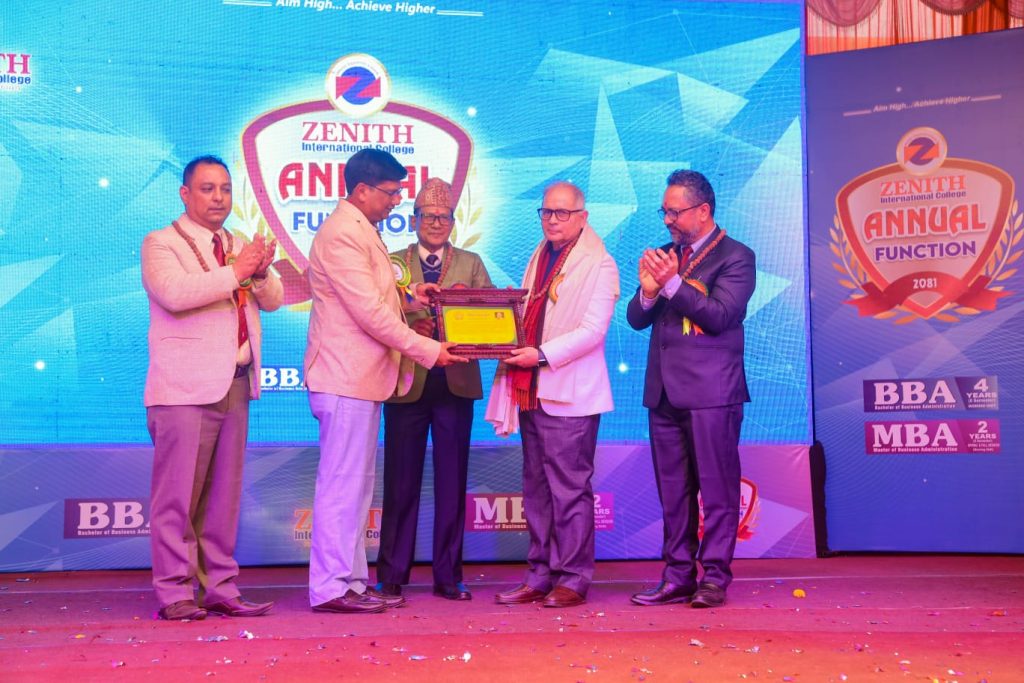 जेनिथ इन्टरनेशनल कलेजद्वारा पोखरेल सम्मानित