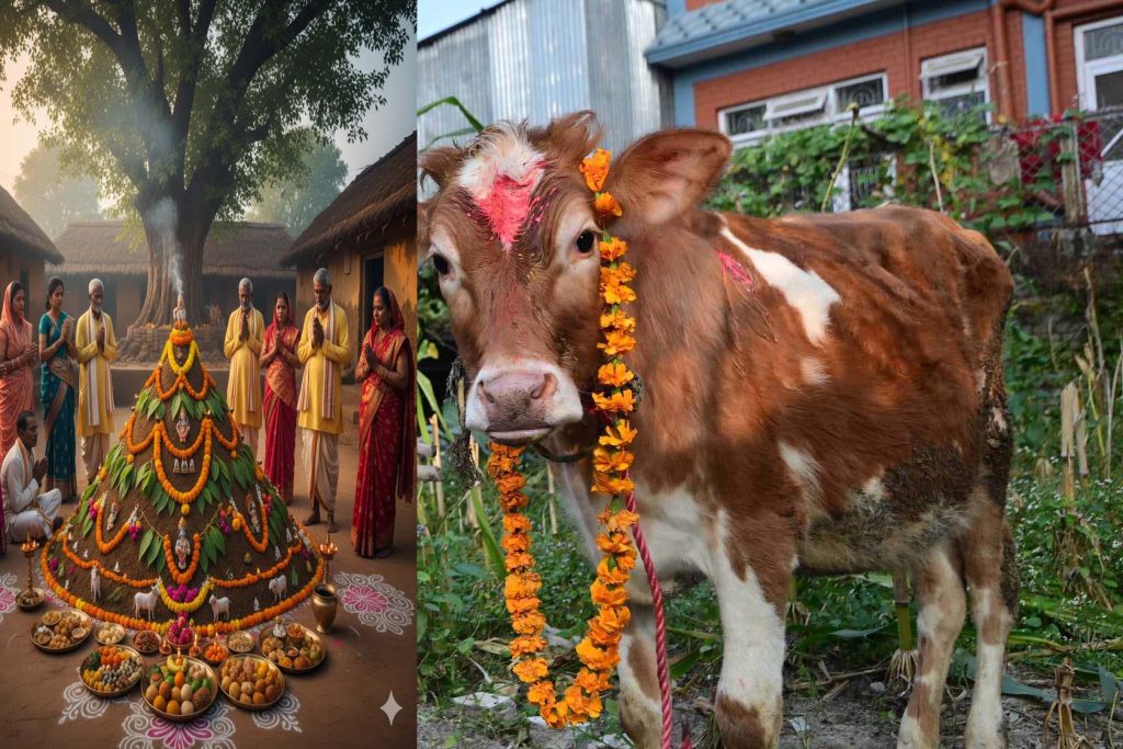 आज गाई र गोबर्धन पूजा