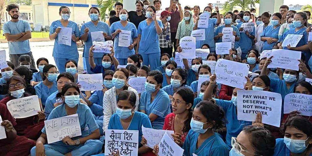 श्रम शोषणविरुद्ध नोबेल शिक्षण अस्पतालका नर्स पनि आन्दोलित