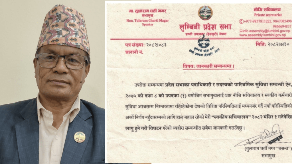 लुम्बिनीका सभामुखले विघटन गरे आफ्नै सचिवालय