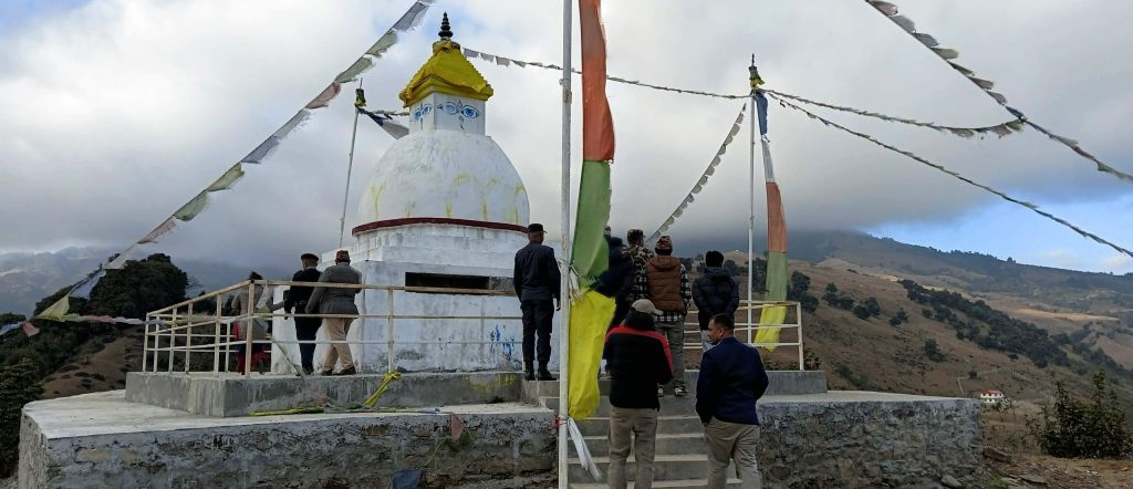भोजपुरको पाँचधारेमा बौद्धनाथ शैलीको स्तूप निर्माण