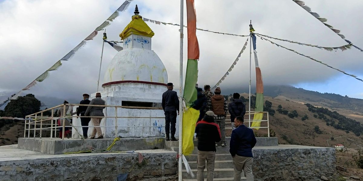 भोजपुरको पाँचधारेमा बौद्धनाथ शैलीको स्तूप निर्माण