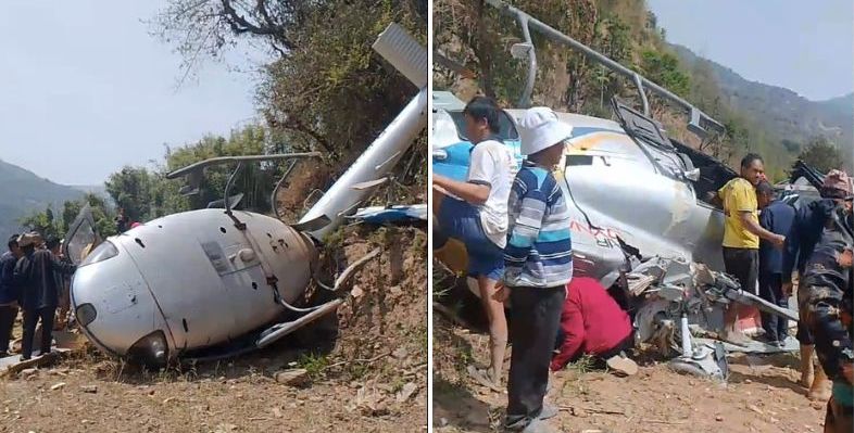 खोटाङमा एयर डाइनेष्टीको हेलिकप्टर दुर्घटना हुँदा एक घाइते