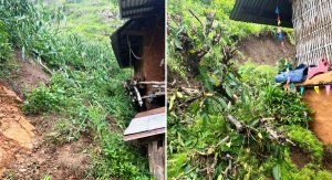 सङ्खुवासभामा पहिरोले तीन घर विस्थापित
