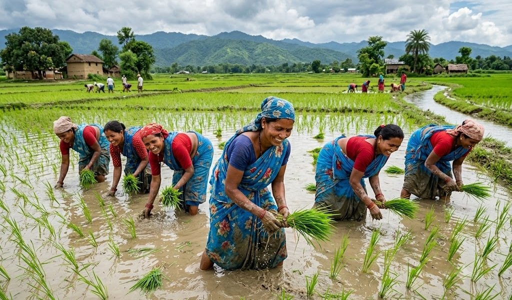 कोशीको तराईमा ७५ प्रतिशत रोपाइँ सकियो, तर किसानलाई मलकै पिरलो